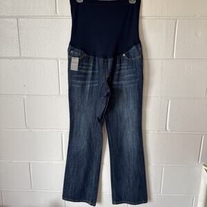 New Liz Lange Maternity Jeans Pants Full Panel sz 8 blue denim pull on Bootcut